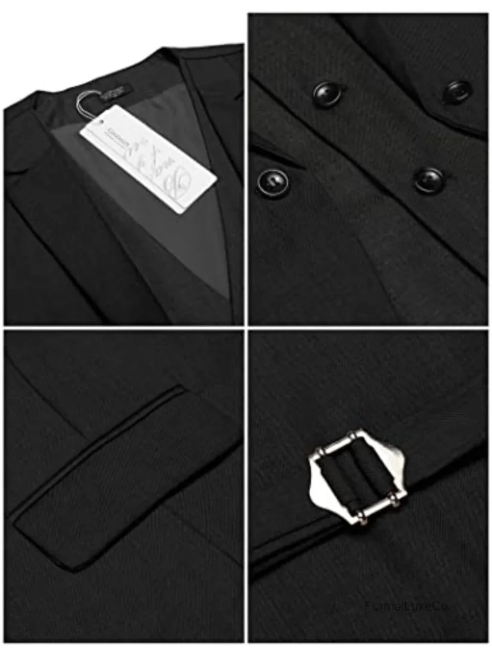 Men's Double Layer Suit Vest Wedding Waistcoat Slim Fit with Pockets